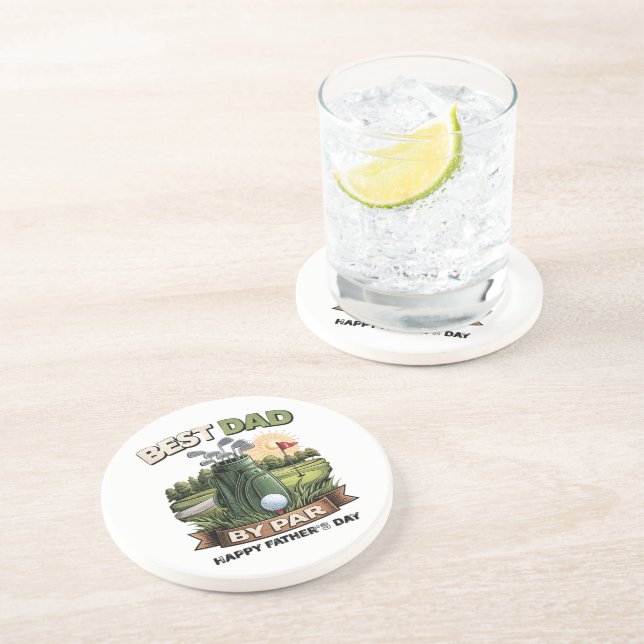 Best Dad By Par Golf Dad Funny Coaster (Side)