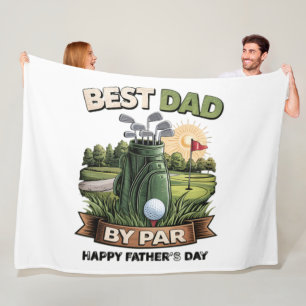 Best Dad By Par Golf Dad Funny Fleece Blanket