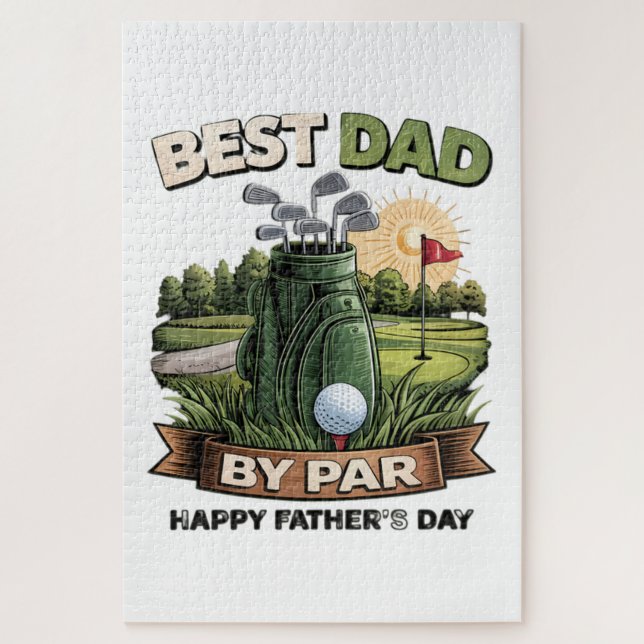 Best Dad By Par Golf Dad Funny Jigsaw Puzzle (Vertical)