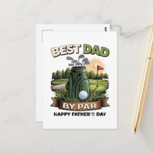 Best Dad By Par Golf Dad Funny Postcard