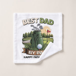 Best Dad By Par Golf Dad Funny Wash Cloth