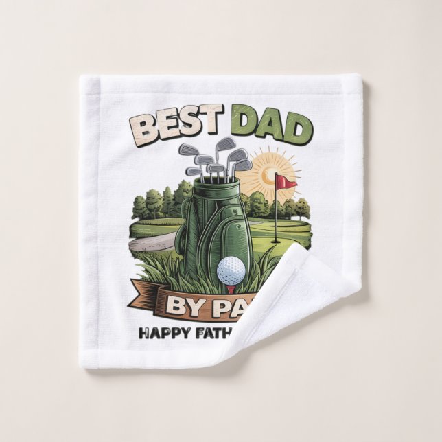 Best Dad By Par Golf Dad Funny Wash Cloth (Wash Cloth)