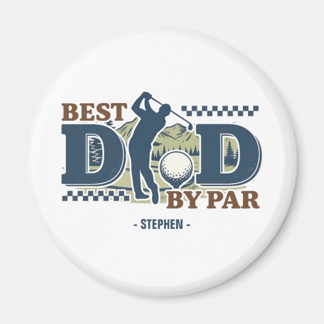 Best Dad By Par – Golf Dad Silhouette Design Magnet (Front)