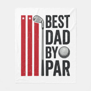 Best Dad By Par Golf Dad Vintage Design_1 Fleece Blanket