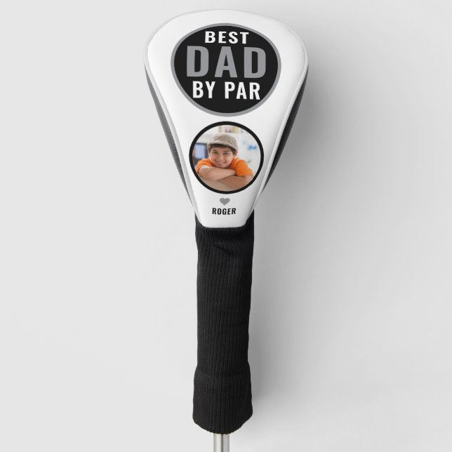 Best Dad By Par Golf Gift Custom Name Photo Golf Head Cover (Front)