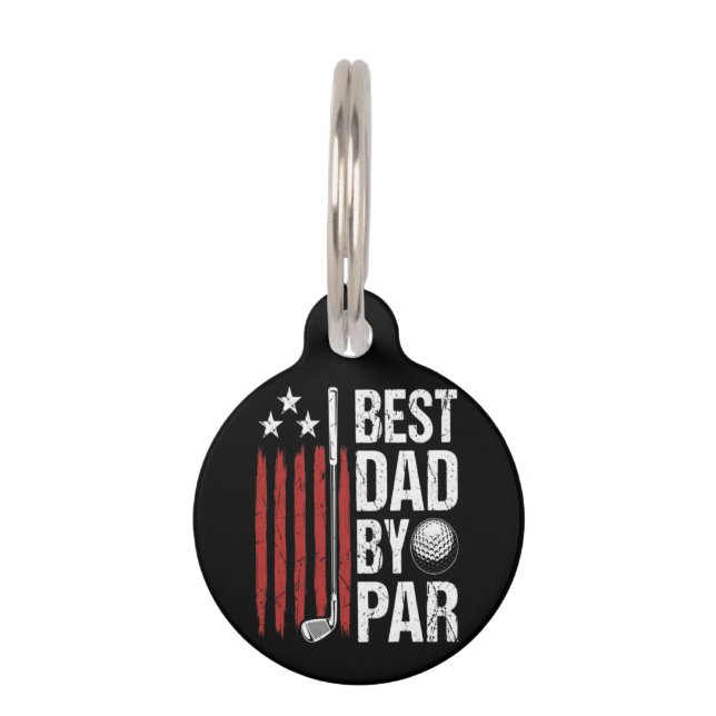 Best Dad By Par Golf Humour Pet Tag (Front)