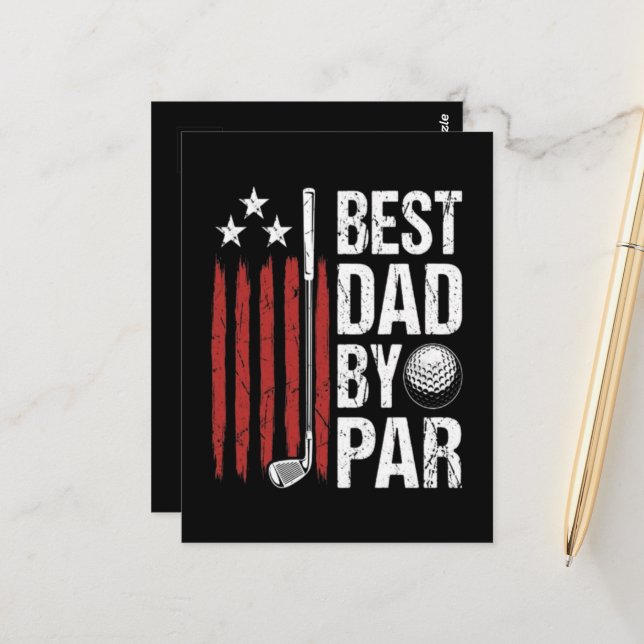 Best Dad By Par Golf Humour Postcard (Front/Back In Situ)