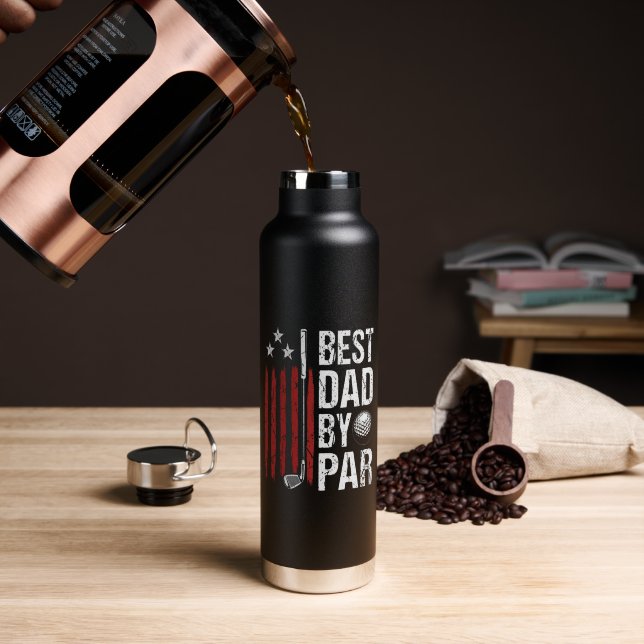 Best Dad By Par Golf Humour Water Bottle (Coffee (Rotated))