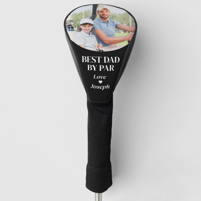 Best Dad By Par Golf Lover Gift Custom Photo Golf Head Cover (Front)