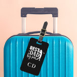 Best Dad by par golf monogram black white Luggage Tag<br><div class="desc">Personalise and add your dad's monogram letters,  initials.  Text: Best DAD by par. Black background,  white text.
Back: add his name and contact details.</div>