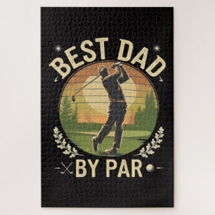 Best Dad By Par Golf Sunset Vintage Jigsaw Puzzle