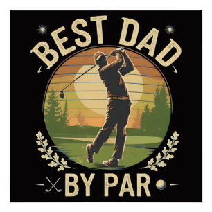 Best Dad By Par Golf Sunset Vintage Poster
