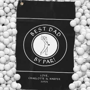 Best Dad By Par Golfer Humour Black Custom Golf Towel