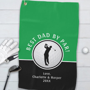 Best Dad By Par Golfer Male Black Green Custom Golf Towel