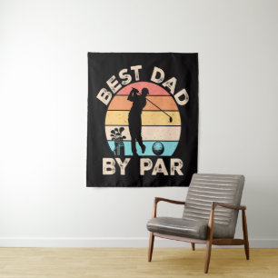 Best Dad By Par Golfing Tapestry