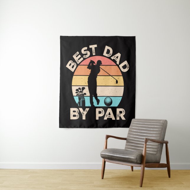 Best Dad By Par Golfing Tapestry (In Situ)