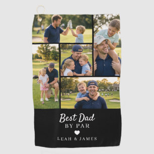 Best Dad by Par Grid Photo Collage Gift For Father Golf Towel