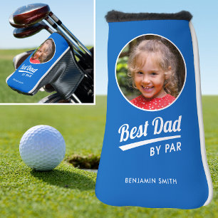 Best Dad By Par Kid's Photo Name Blue Putter Golf Head Cover