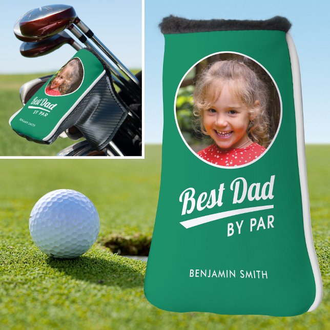 Best Dad By Par Kid's Photo Name Green Putter Golf Head Cover (Creator Uploaded)