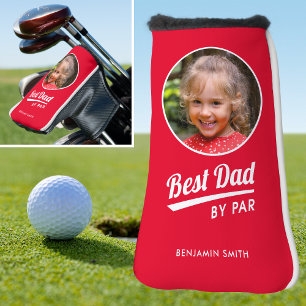 Best Dad By Par Kid's Photo Name Red Putter Golf Head Cover