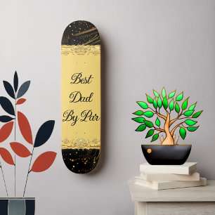 Best Dad By Par Modern Calligraphy Leafy Swirl Fun Skateboard