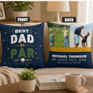 Best Dad By Par Modern Father's Day Gift Photo Cushion