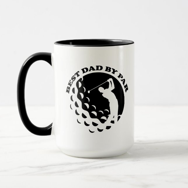 Best Dad By Par Modern Golf Golfing Mug (Left)