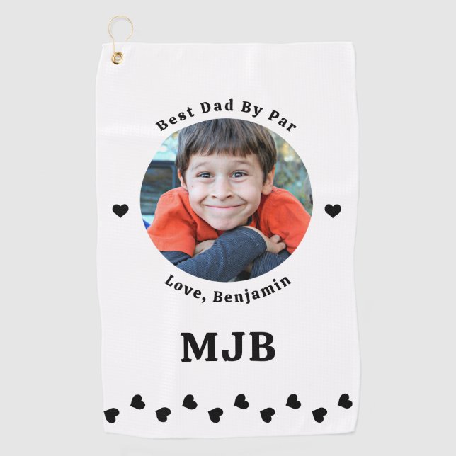 Best DAD By Par Modern Personalised Photo Golf Towel (Front)