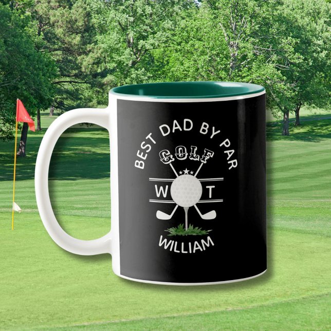 BEST DAD BY PAR MONOGRAM NAME Two-Tone COFFEE MUG (Creator Uploaded)