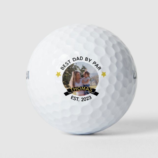 Best Dad By Par New Fathers Day Photo Golf Balls (Front)