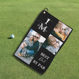 Best Dad By Par   Personalised 3 Photo Golf Towel