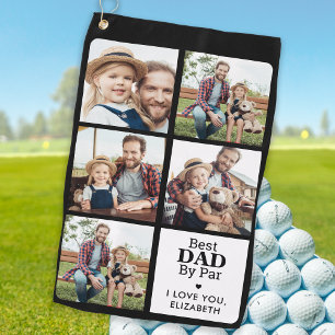 Best DAD By Par - Personalised 5 Photo Collage Golf Towel