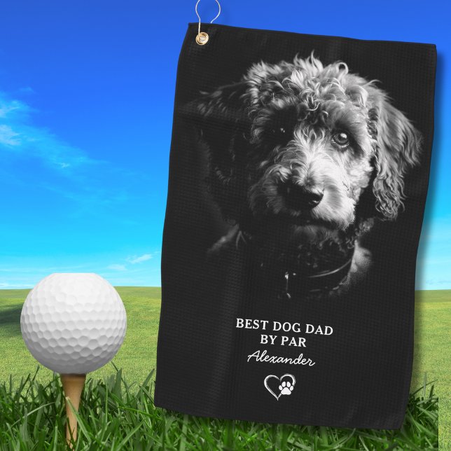 Best Dad By Par Personalised Doodle Dog  Golf Towel (Personalize with Name.  )