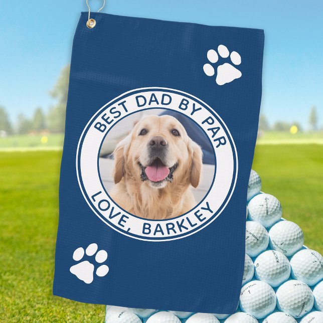 Best Dad By Par Personalised Pet Dog Photo Golf Towel (Creator Uploaded)