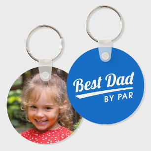 Best Dad By Par Personalised Photo Blue Golf Key Ring