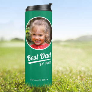 Best Dad By Par Personalised Photo Green Thermal Tumbler
