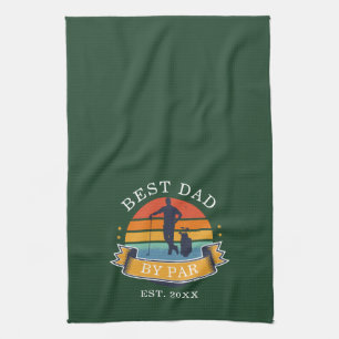 Best Dad By Par Personalised Retro Fathers Day Gag Tea Towel