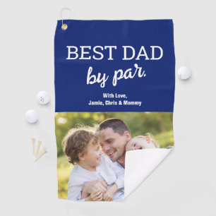 Best Dad by Par Photo Blue Father's day Custom Golf Towel