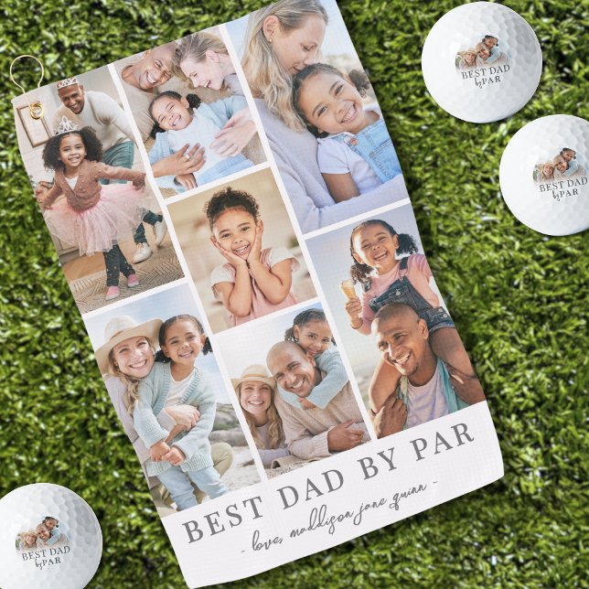Best Dad By Par Photo Collage Father Golf Towel (Best Dad By Par Photo Collage Father Golf Towel )