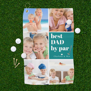 Best Dad by Par   Photo Collage Father's Day Golf Towel