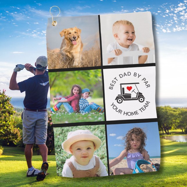 Best Dad By Par Photo Collage  Golf Towel (Creator Uploaded)