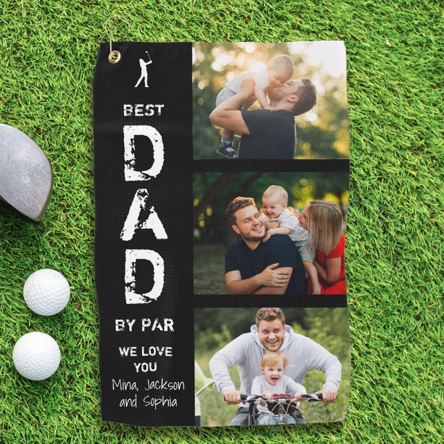 Best Dad By Par Photo Cool Golfer Father's Day Golf Towel (Creator Uploaded)
