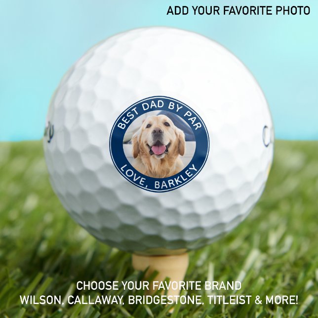 Best Dad By Par Photo Dog Dad Personalised Golf Balls (Creator Uploaded)