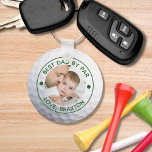 BEST DAD BY PAR Photo Golf Ball Personalised Key Ring<br><div class="desc">Create a unique, personalised photo keychain for the golfer father with the editable funny golf saying BEST DAD BY PAR or your title and your custom text in your choice of colours (shown in green) on a golf ball image. The sample is shown on a 2-sided metal keychain--other keychain styles...</div>