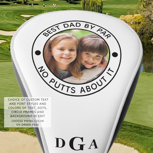 BEST DAD BY PAR Photo Monogram Funny Golf Head Cover (Creator Uploaded)