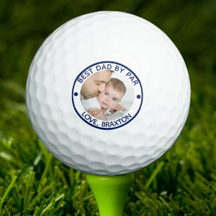 BEST DAD BY PAR Photo Personalised Blue Golf Balls