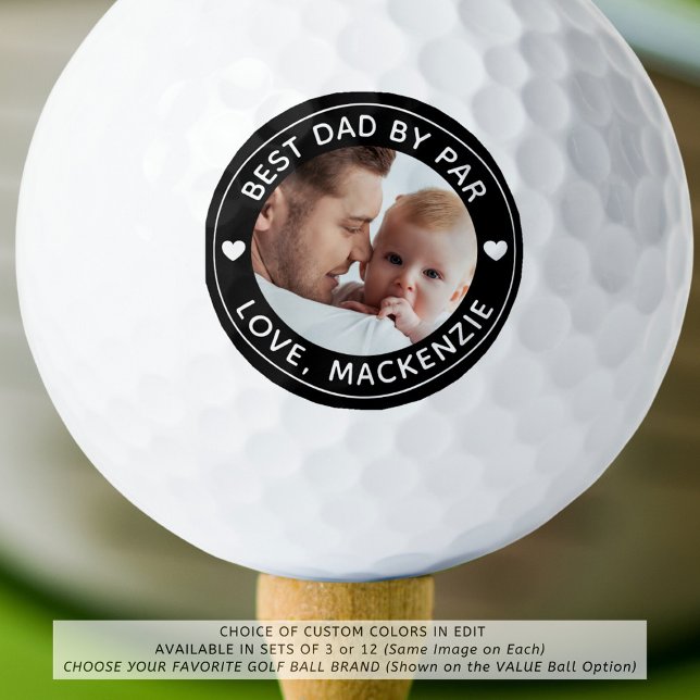 BEST DAD BY PAR Photo Personalised Custom Colour Golf Balls (Creator Uploaded)