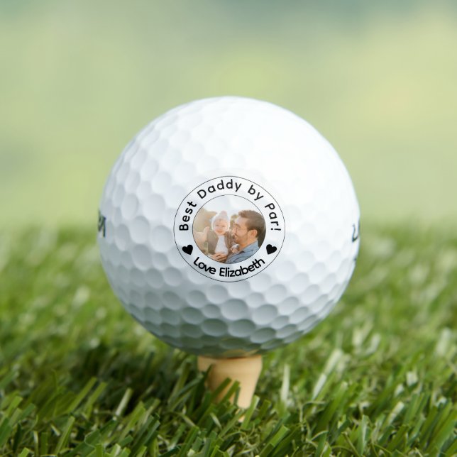 BEST dad BY PAR Photo Personalized fathers day Golf Balls (Insitu Tee)