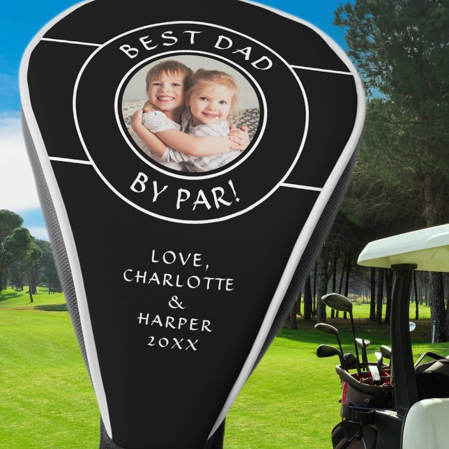 Best Dad By Par Photo Template Black & White Cute Golf Head Cover (Best Dad By Par Photo Template Black & White Cute Golf Head Cover)