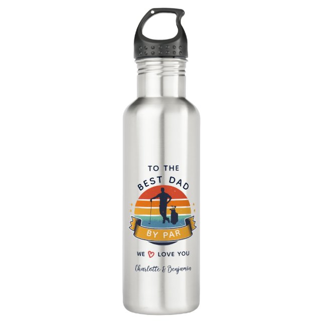 Best Dad By Par Retro Fathers Day Keepsake 710 Ml Water Bottle (Front)